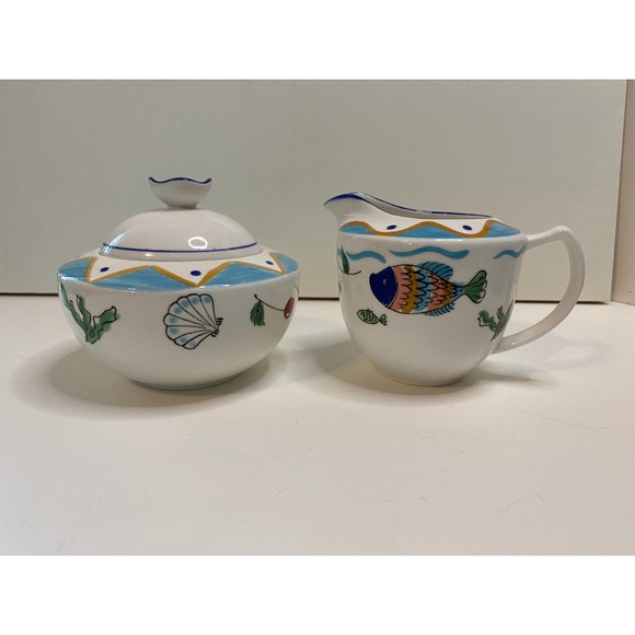 Mikasa Dining Vintage Mikasa Ocean Collage Sugar And Creamer With